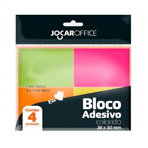 Bloco Adesivo COLORIDO 38x50mm 4x100 Folhas - JOCAR OFFICE