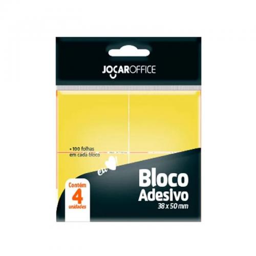 BLOCO ADESIVO AMARELO 38x50mm 4x100 FOLHAS - JOCAR OFFICE