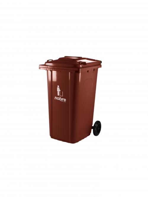 LIXEIRA 240L C/ RODINHAS MARROM - NOBRE