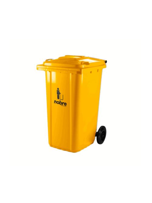 LIXEIRA 240L C/ RODINHAS AMARELA- NOBRE