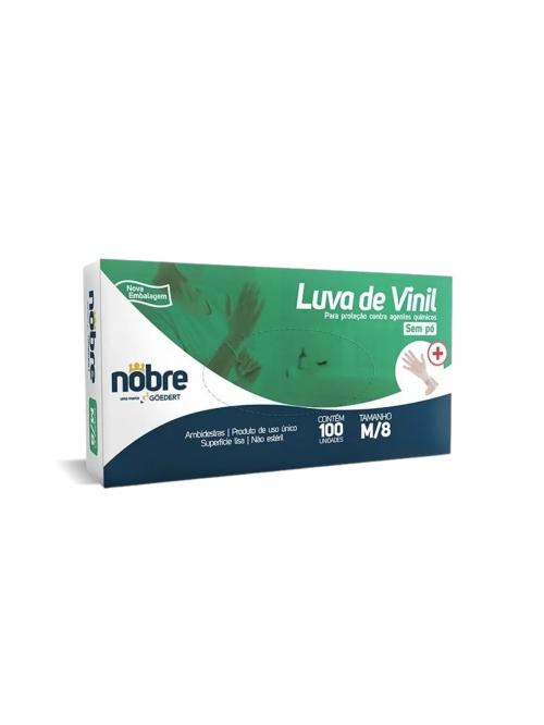 LUVA VINIL S/PÓ PARA PROCEDIMENTO NÃO CIRÚRGICO C/ 100UNID -  M - NOBRE