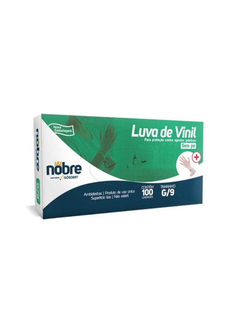 LUVA VINIL S/PÓ PARA PROCEDIMENTO NÃO CIRÚRGICO C/ 100UNID -  g - NOBRE