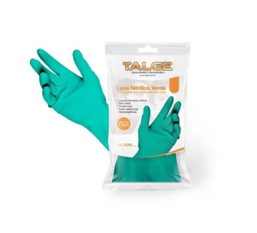LUVA NITRÍLICA VERDE - SEM PÓ CX C/ 100 - TALGE